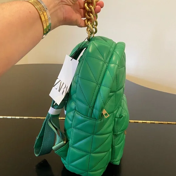 NWT Zara luxury minimalist faux leather quilted backpack  display picture 1